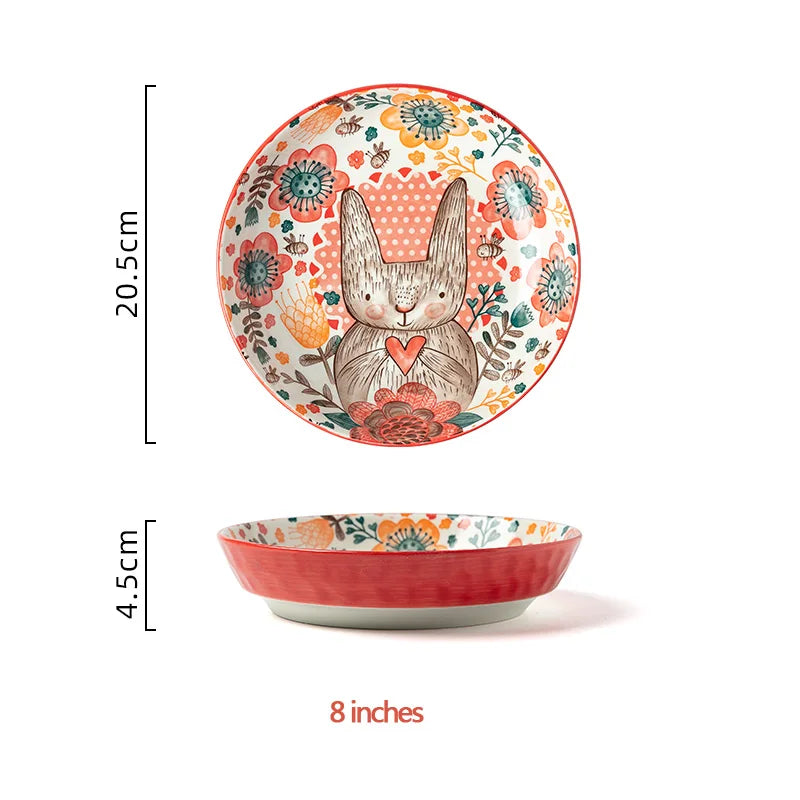 Cuenco o plato de cerámica con diseño de conejo