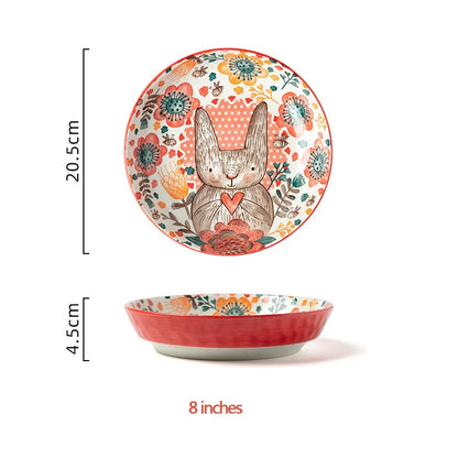 Cuenco o plato de cerámica con diseño de conejo