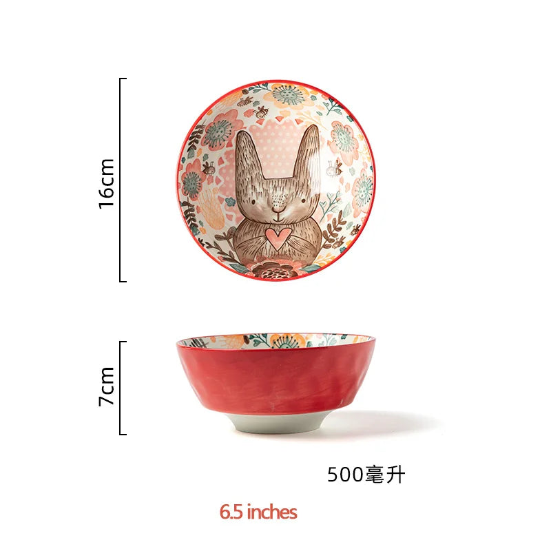 Cuenco o plato de cerámica con diseño de conejo