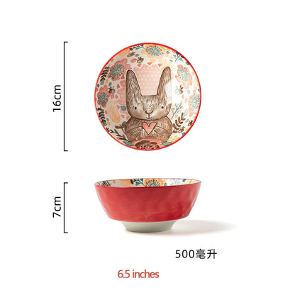 Cuenco o plato de cerámica con diseño de conejo
