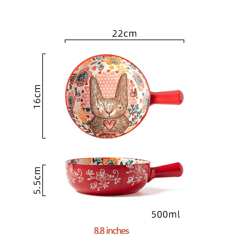 Cuenco o plato de cerámica con diseño de conejo