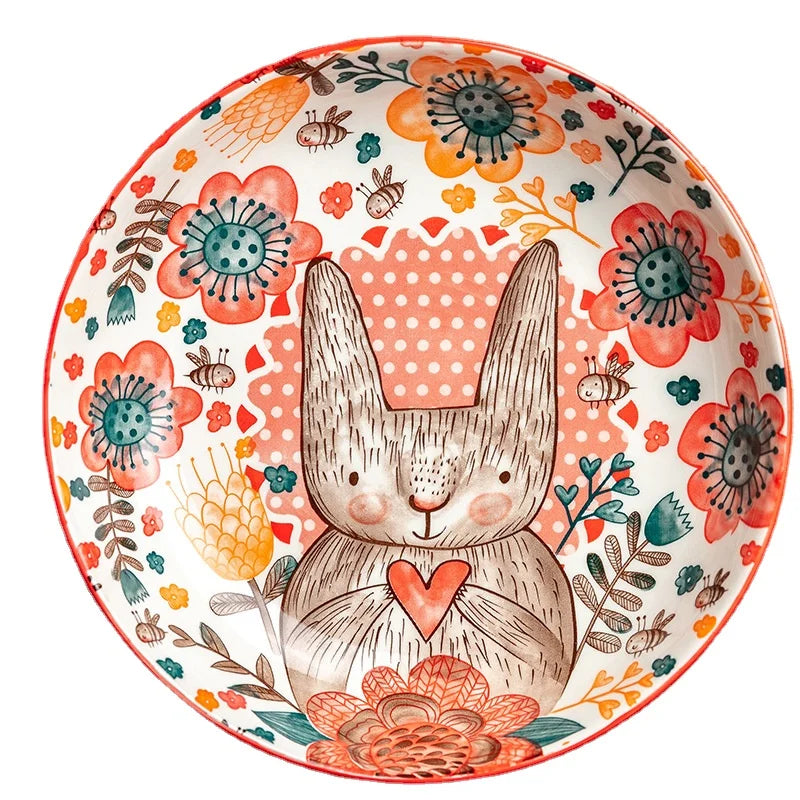 Cuenco o plato de cerámica con diseño de conejo