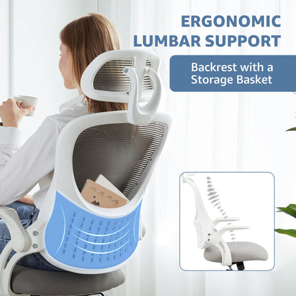 Chaise de bureau en maille avec accoudoirs relevables