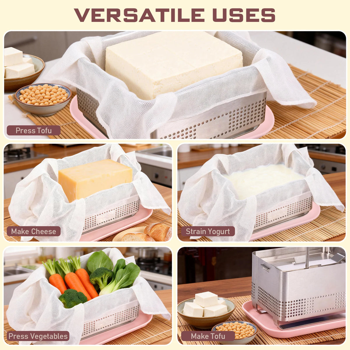 Presse à tofu en acier inoxydable