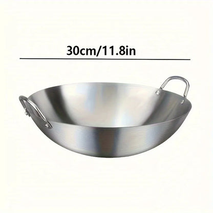 Wok en acier inoxydable à deux poignées