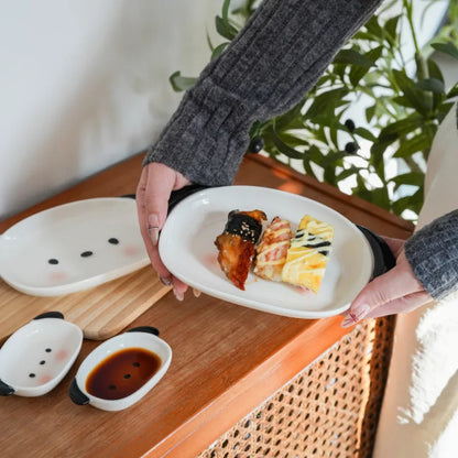 Assiette et coupelle à sauce en forme de chiot
