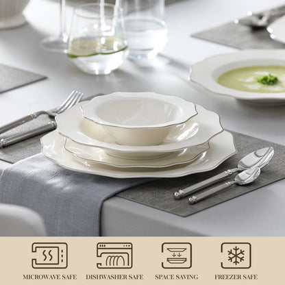 Gold-Rim Porcelain Dinnerware Set