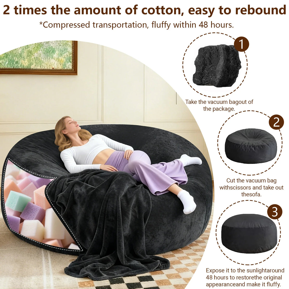 Fauteuil pouf en mousse à mémoire de forme