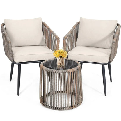 Salon de jardin extérieur en résine tressée