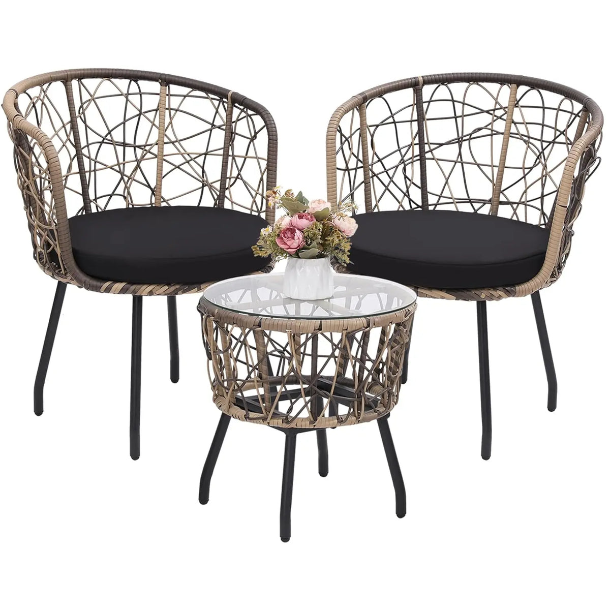 Salon de jardin extérieur en résine tressée