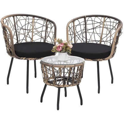 Salon de jardin extérieur en résine tressée