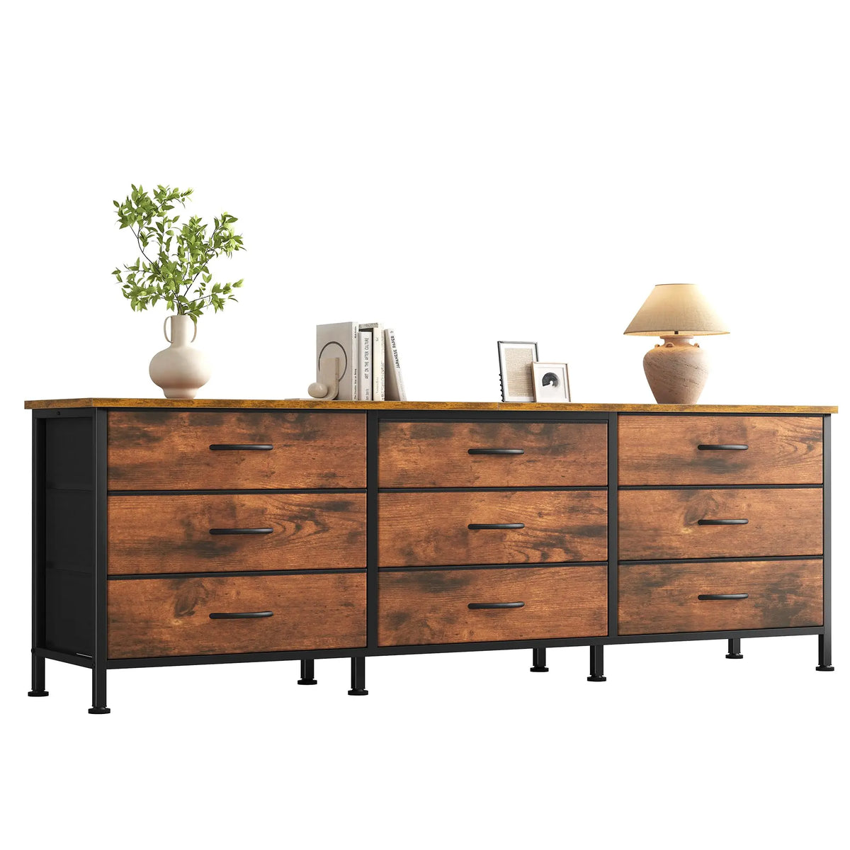 Mueble de TV de tela con 9 cajones