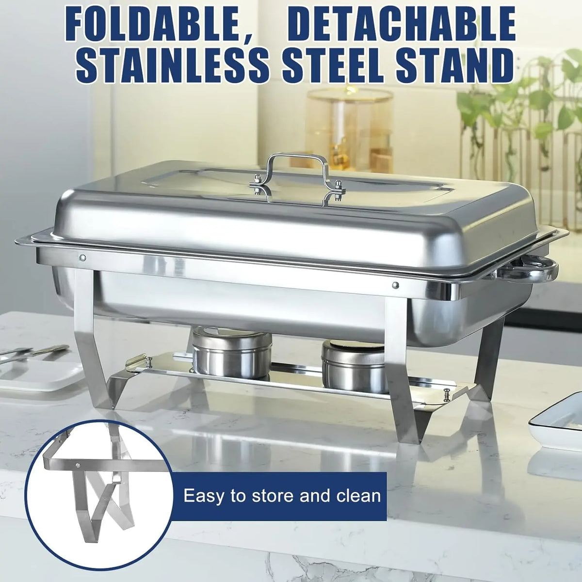 Ensemble de chauffe-plats en acier inoxydable de 8 quarts