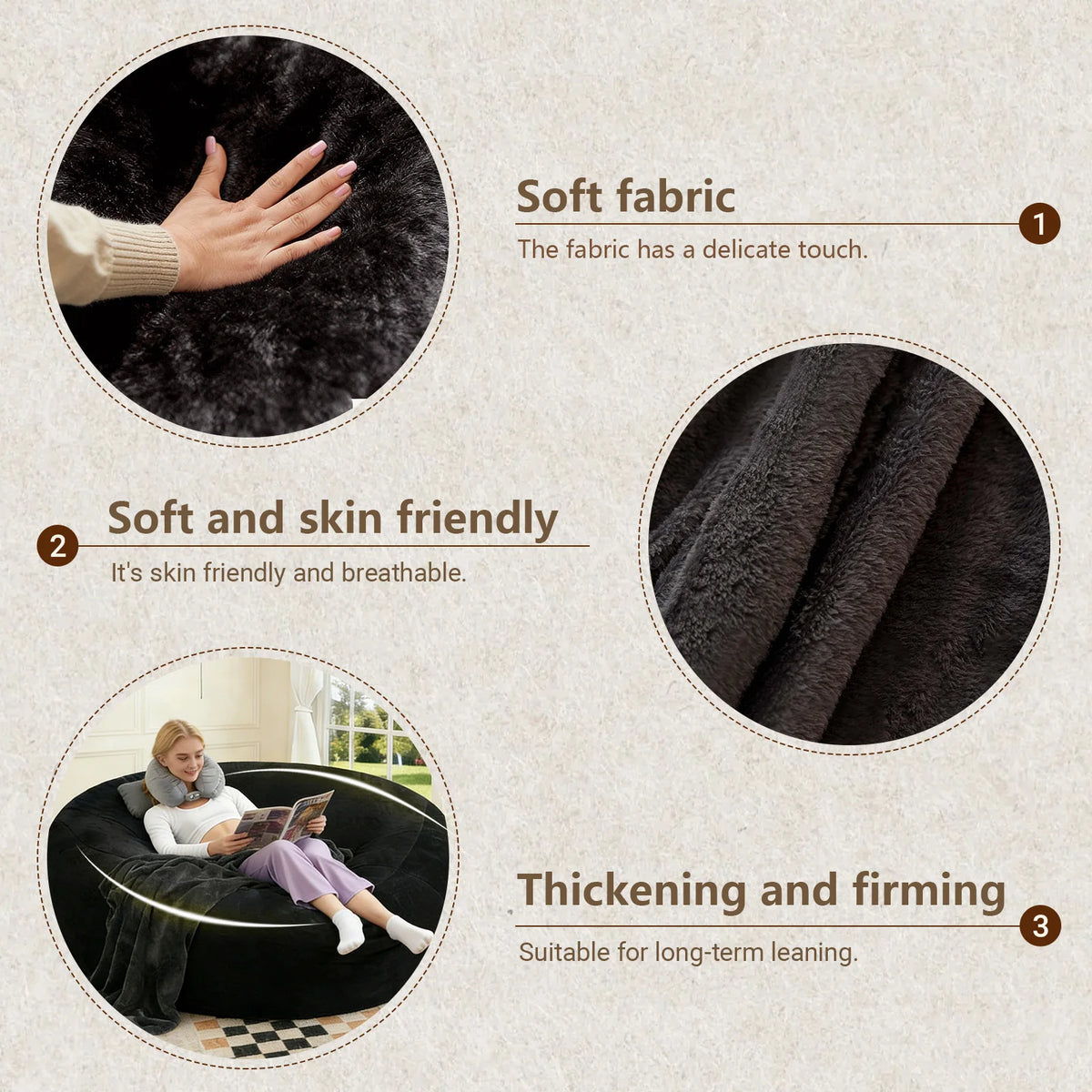 Fauteuil pouf en mousse à mémoire de forme