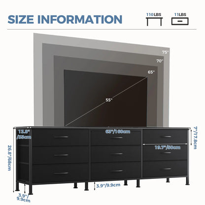 Mueble de TV de tela con 9 cajones
