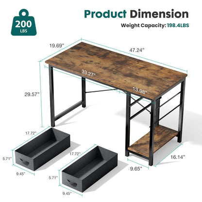 Bureau informatique avec 2 tiroirs de rangement