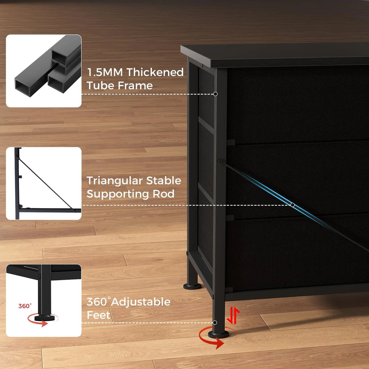 Mueble de TV de tela con 9 cajones