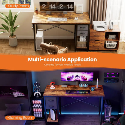 Bureau informatique avec 2 tiroirs de rangement