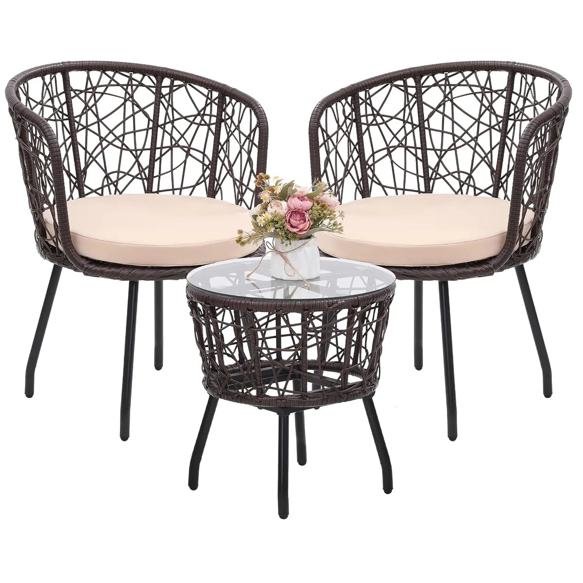 Salon de jardin extérieur en résine tressée