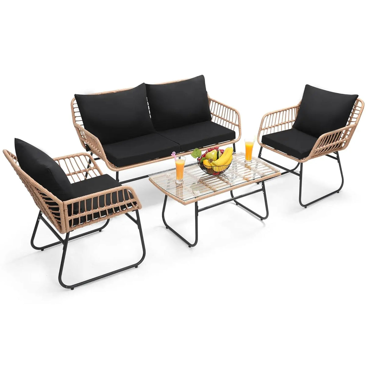 Salon de jardin extérieur en résine tressée