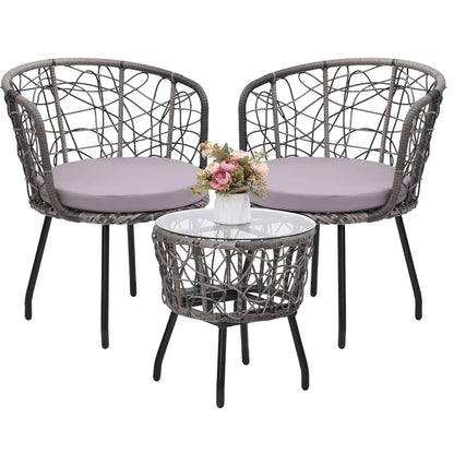Salon de jardin extérieur en résine tressée