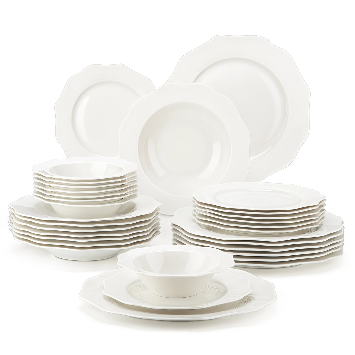 Gold-Rim Porcelain Dinnerware Set