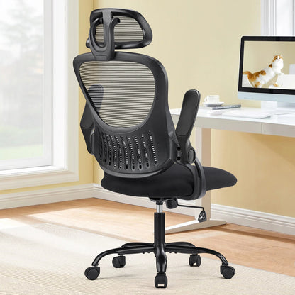 Chaise de bureau en maille avec accoudoirs relevables