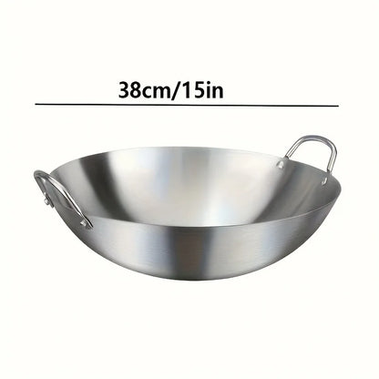 Wok en acier inoxydable à deux poignées