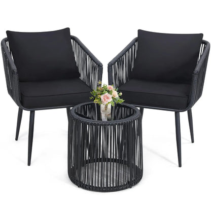 Salon de jardin extérieur en résine tressée
