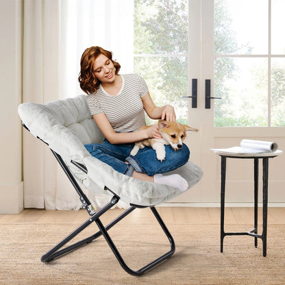 Silla platillo plegable de piel sintética de 28 pulgadas
