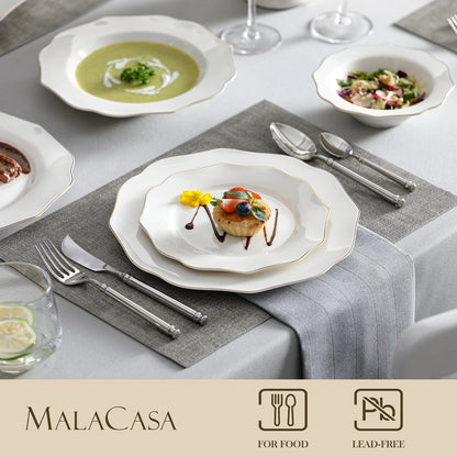 Gold-Rim Porcelain Dinnerware Set