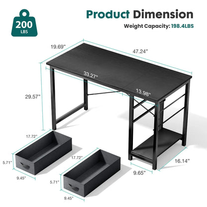 Bureau informatique avec 2 tiroirs de rangement