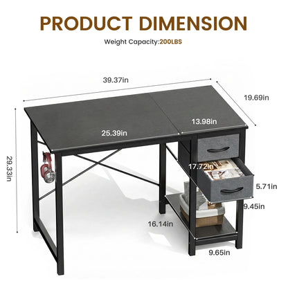 Bureau de 40 pouces avec tiroirs de rangement