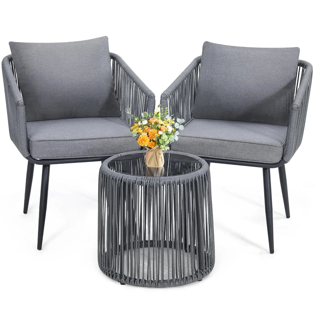 Salon de jardin extérieur en résine tressée