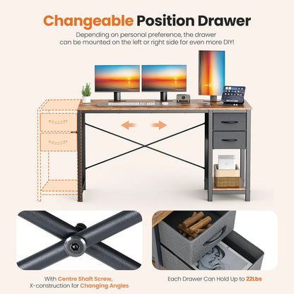 Bureau informatique avec 2 tiroirs de rangement