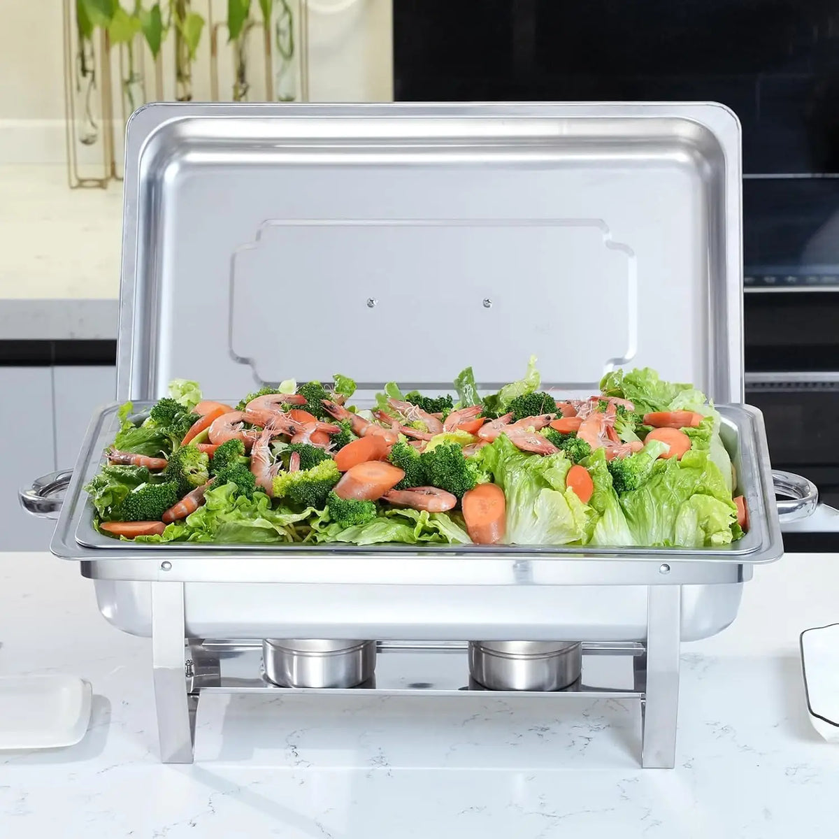 Ensemble de chauffe-plats en acier inoxydable de 8 quarts