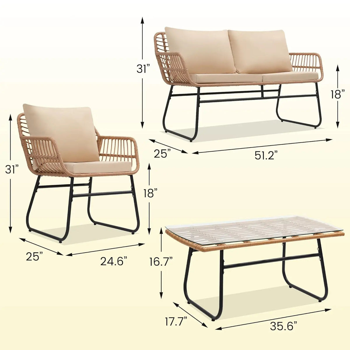 Salon de jardin extérieur en résine tressée