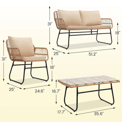 Salon de jardin extérieur en résine tressée