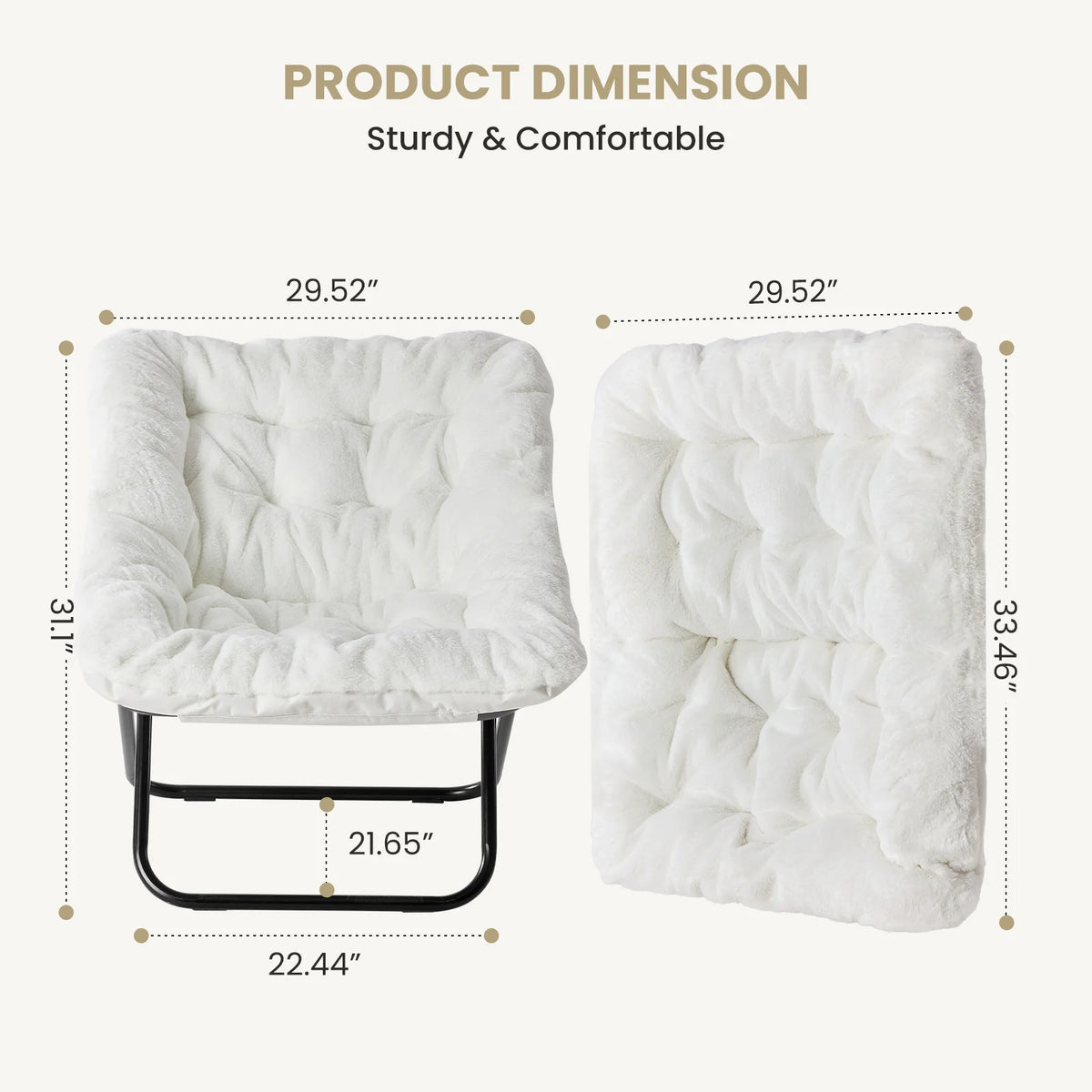 Silla platillo plegable de piel sintética de 28 pulgadas